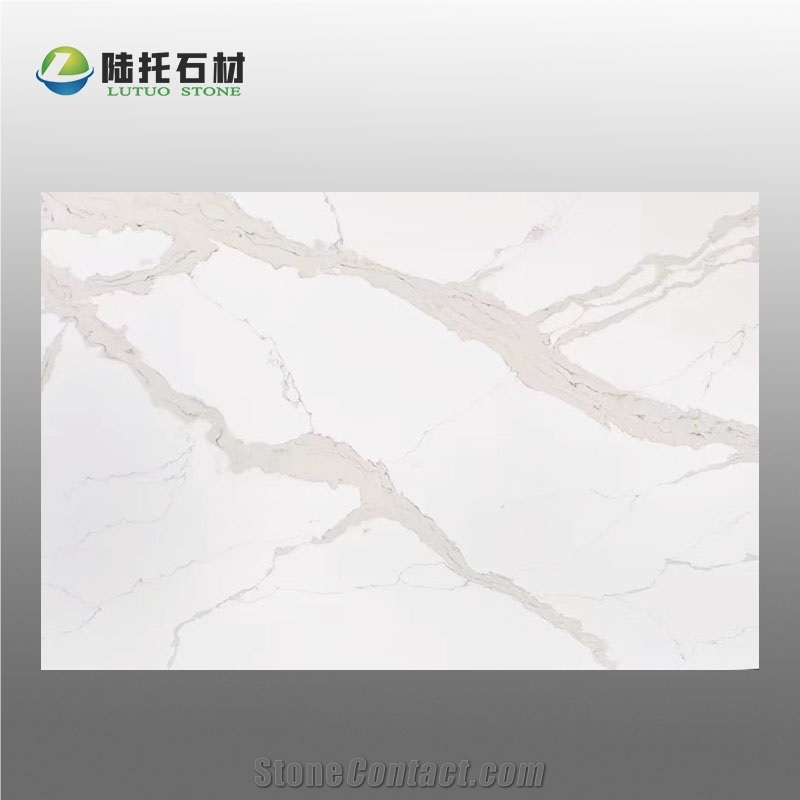 Hot Sell White Artificial Calacatta Quartz Slab