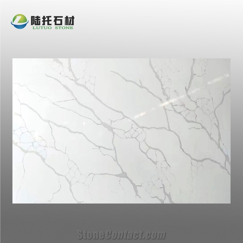 Hot Sell White Artificial Calacatta Quartz Slab