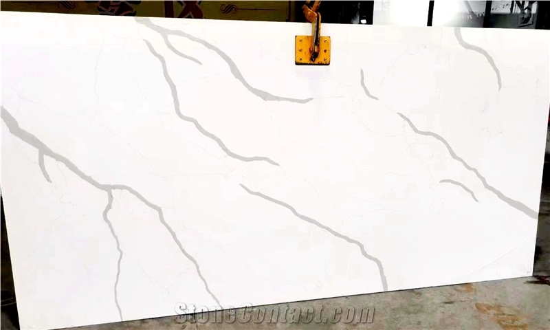 Premium Calacatta Quartz Slab With Bargain Price In Stock