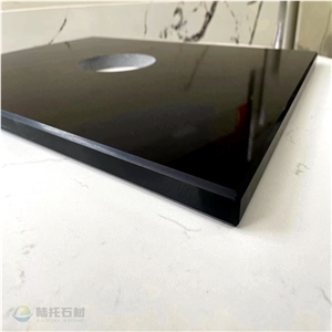 Pure Black Quartz Vanity Top Quartz Counter Tops Customed