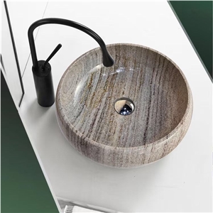 Brown Stone Bathroom Counter Sink Emperador Dark Wash Basin