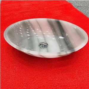 Custom Stone Vessel Art Sink Marble Equator White Wash Basin