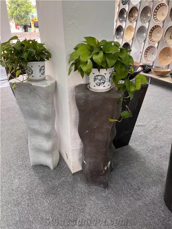 Interior Stone Pedestal Column Pietra Gray Marble Display Stands