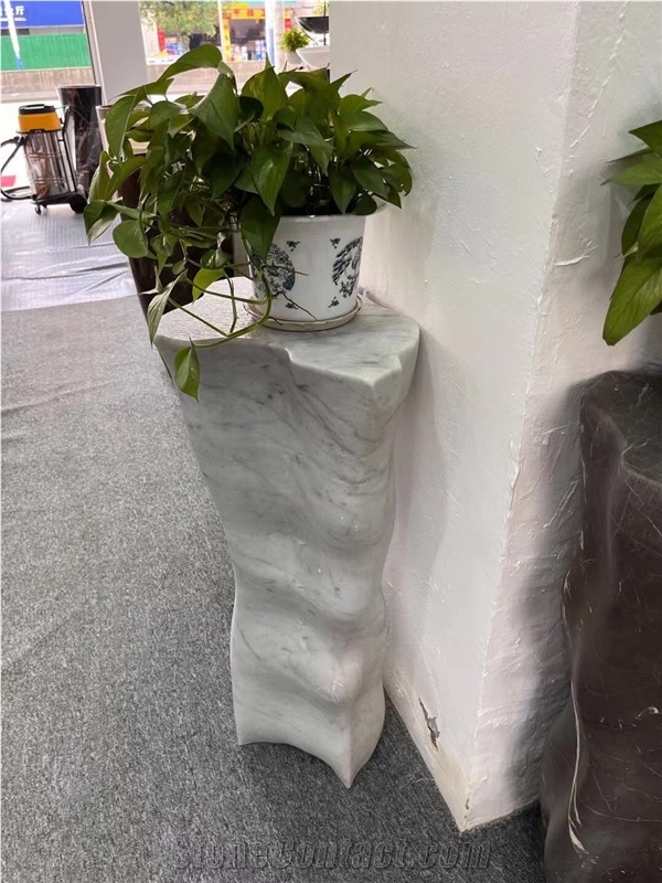 Interior Stone Pedestal Column Pietra Gray Marble Display Stands