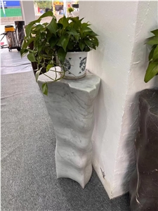 Interior Stone Pedestal Column Pietra Gray Marble Display Stands