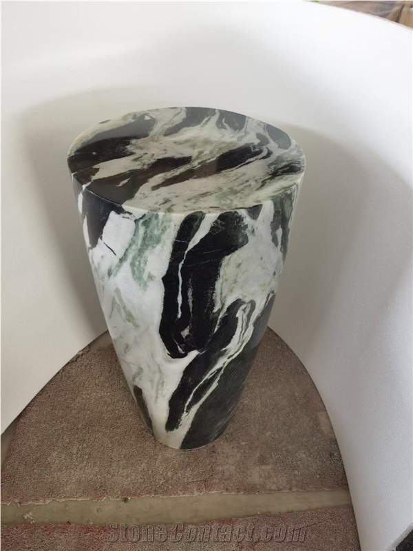 Interior Stone Pedestal Column Pietra Gray Marble Display Stands