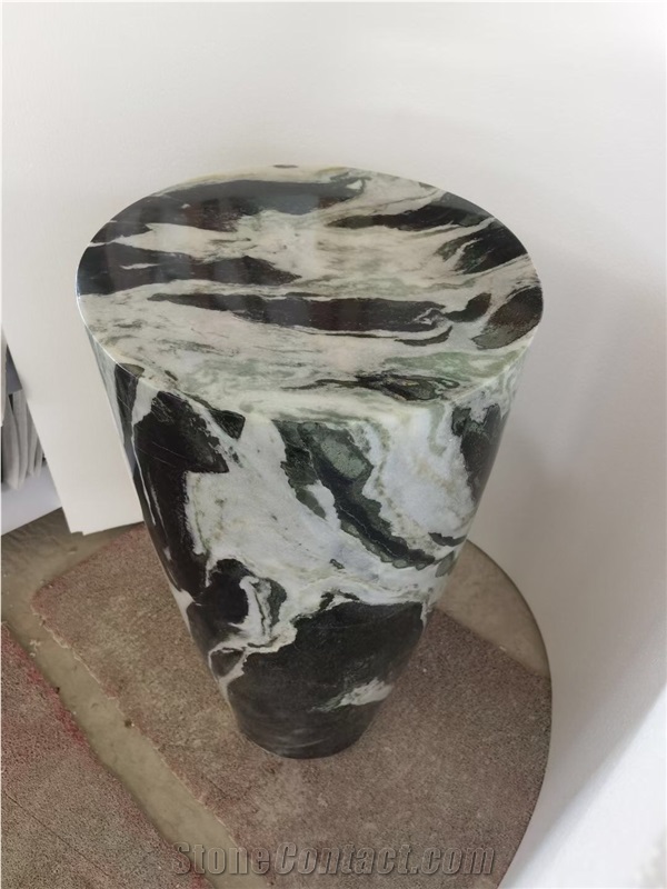 Interior Stone Pedestal Column Pietra Gray Marble Display Stands