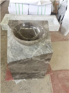 Marble Bathroom Art Sink Stone Silver Marten Pedestal Basin