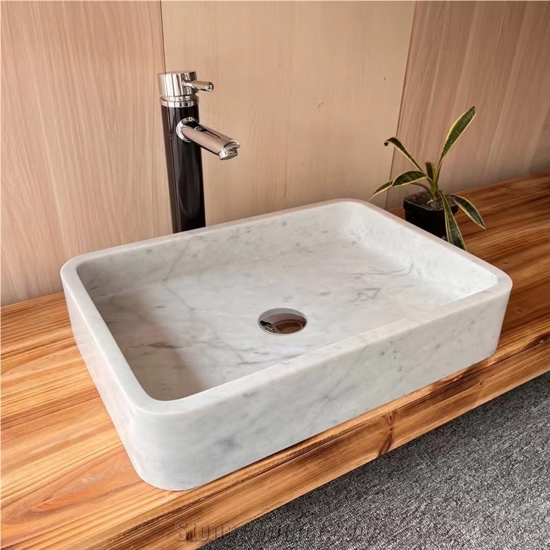 Rectangle Stone Bath Sink Marble Radius Corner Carrara Basin