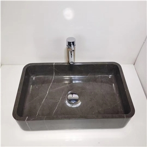 Round Corner Stone Bath Sink Marble Pietra Rectangle Basin