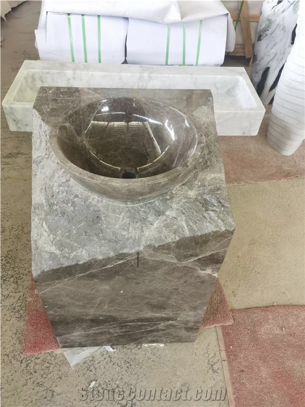 Solid Marble Art Wash Basin Marble Shangri La Jade Round Sink