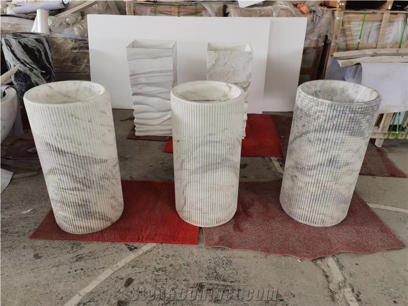Solid Marble Art Wash Basin Marble Shangri La Jade Round Sink