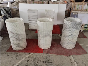 Solid Marble Art Wash Basin Marble Shangri La Jade Round Sink