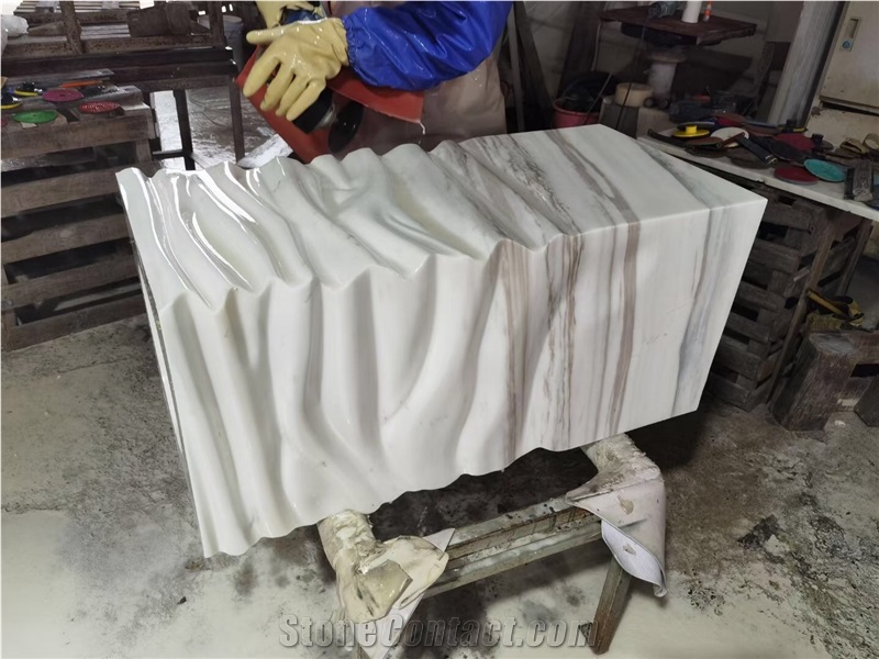 Solid Marble Art Wash Basin Marble Shangri La Jade Round Sink