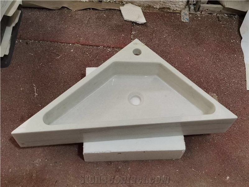 Solid Stone Bathroom Round Sink Marble Panda Pedestal Basin