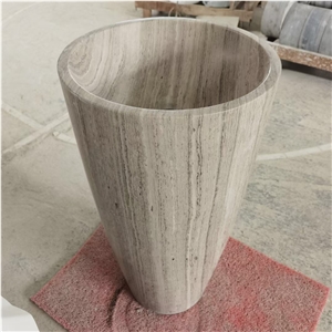 Solid Stone Bathroom Round Sink Marble Panda Pedestal Basin