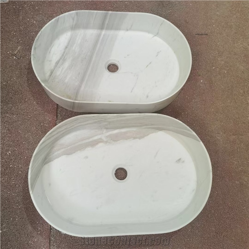 Solid Stone Vessel Bathroom Sink Brown Onyx Wash Basin