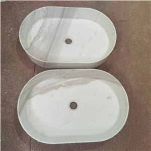 Solid Stone Vessel Bathroom Sink Brown Onyx Wash Basin