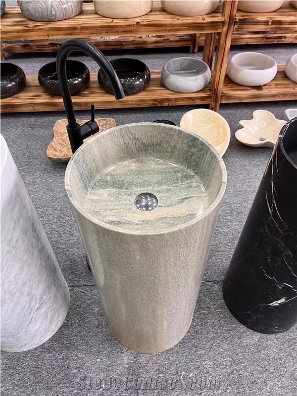 Stone Bathroom Counter Sink Marble Empress Green Wash Basin