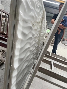 Stone Laser Engraving Wall Panel Marble Calacatta CNC Wall Panels