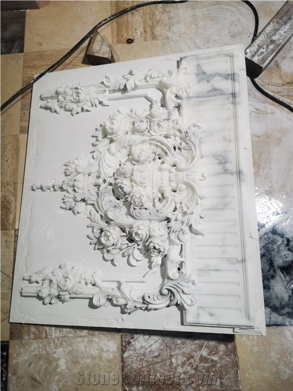 Stone Laser Engraving Wall Panel Marble Calacatta CNC Wall Panels