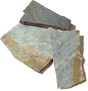 Karistou Rusty Green Stone Hardscape, Crazy Pattern Flagstone Pavers