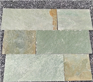Karistou Rusty Green Stone Hardscape, Crazy Pattern Flagstone Pavers