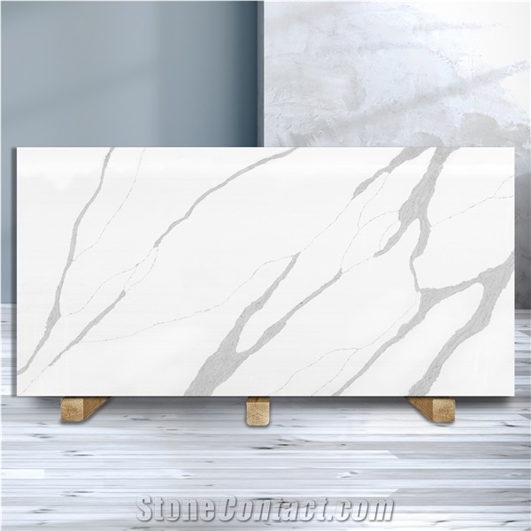 Calacatta Deluxe Artificial Marble Calacatta White Quartz