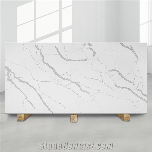 Calacatta Laza White Quartz Artificial Stone BS-AP-8829B