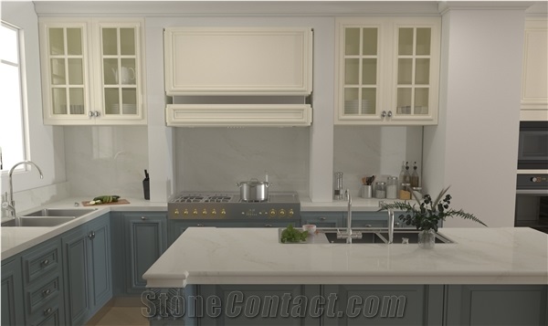 Calacatta Moonlight Quartz Artificial Marble BS-AP-8803-2