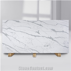 Polished White Artificial Stone Quartz Slabs BS-SH-8638