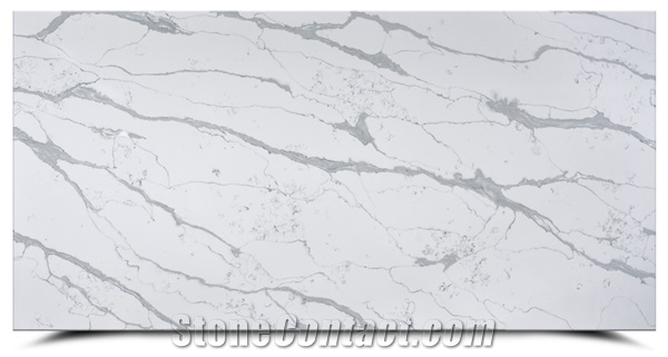 Polished White Artificial Stone Quartz Slabs BS-SH-8638