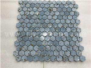 Blue Terrazzo 1 Inch Hexagon Mosaic Cement Mosaic Floor Tile