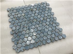 Blue Terrazzo 1 Inch Hexagon Mosaic Cement Mosaic Floor Tile