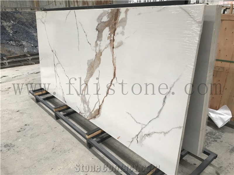 Calacatta Gold Statuary Polished Glossy Sintered Stone Slab