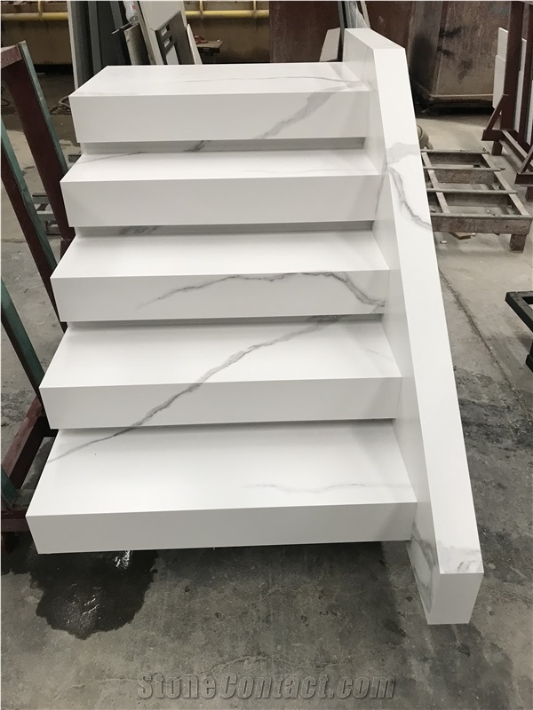 Calacatta White Sintered Stone Step Stair Riser For Interior