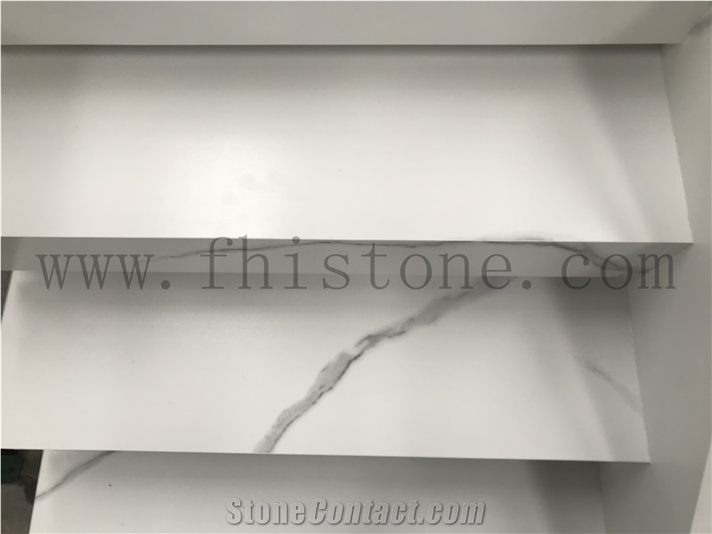 Calacatta White Sintered Stone Step Stair Riser For Interior