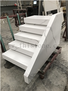 Calacatta White Sintered Stone Step Stair Riser For Interior