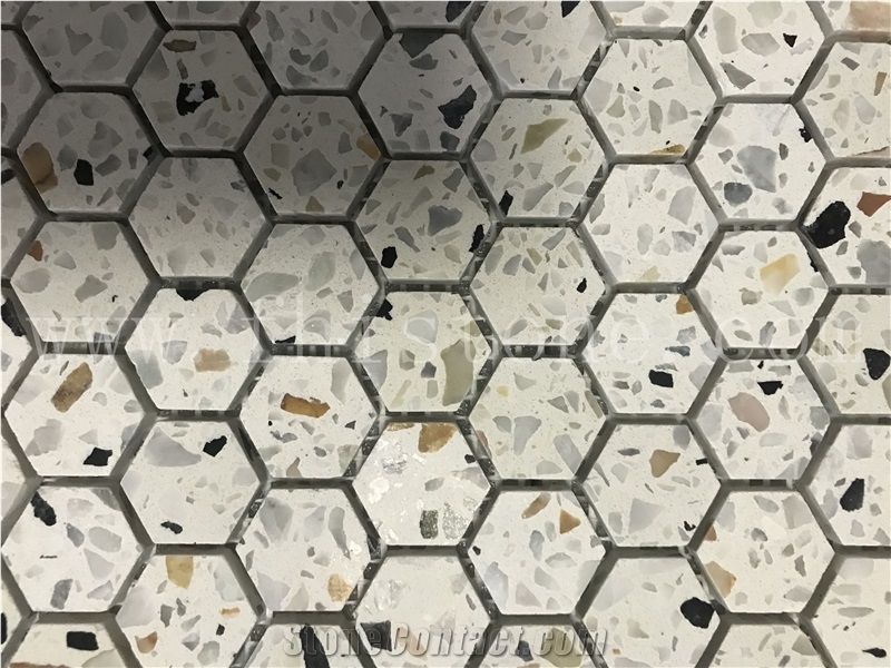 Colorful Terrazzo Hexagon Mosaic Cement Mosaic Floor Tile