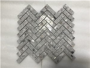 Grey Terrazzo Mosaic Cement Tile Mosaic Floor Herringbone