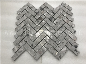 Grey Terrazzo Mosaic Cement Tile Mosaic Floor Herringbone