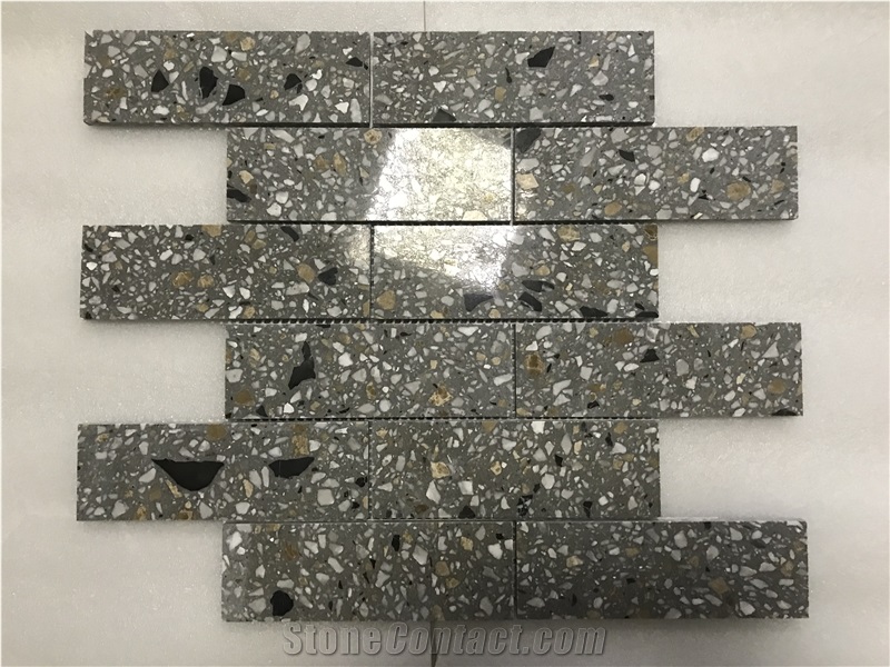 Grey Terrazzo Mosaic New Trend Floor Tile Brick Mosaic