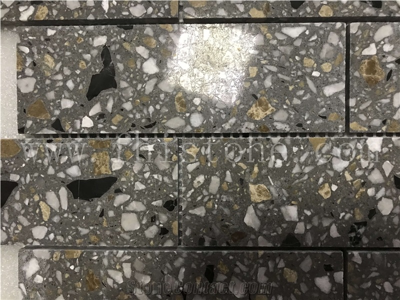 Grey Terrazzo Mosaic New Trend Floor Tile Brick Mosaic