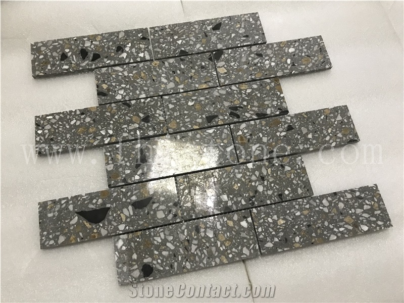 Grey Terrazzo Mosaic New Trend Floor Tile Brick Mosaic
