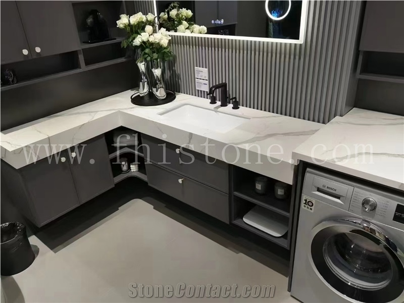 Sintered Stone Bathroom Vanity Tops With Mirror Cabinet