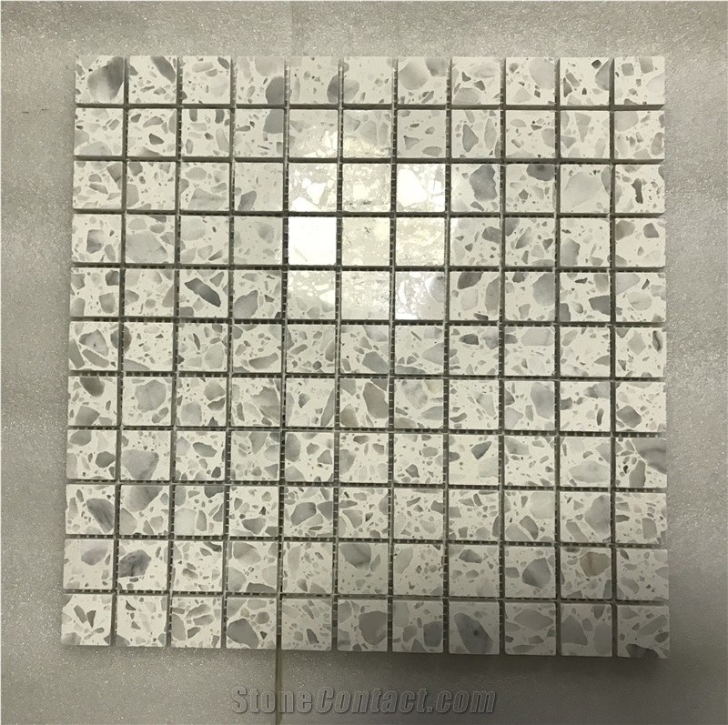 White Terrazzo Mosaic New Trend Floor Tile Square Mosaic