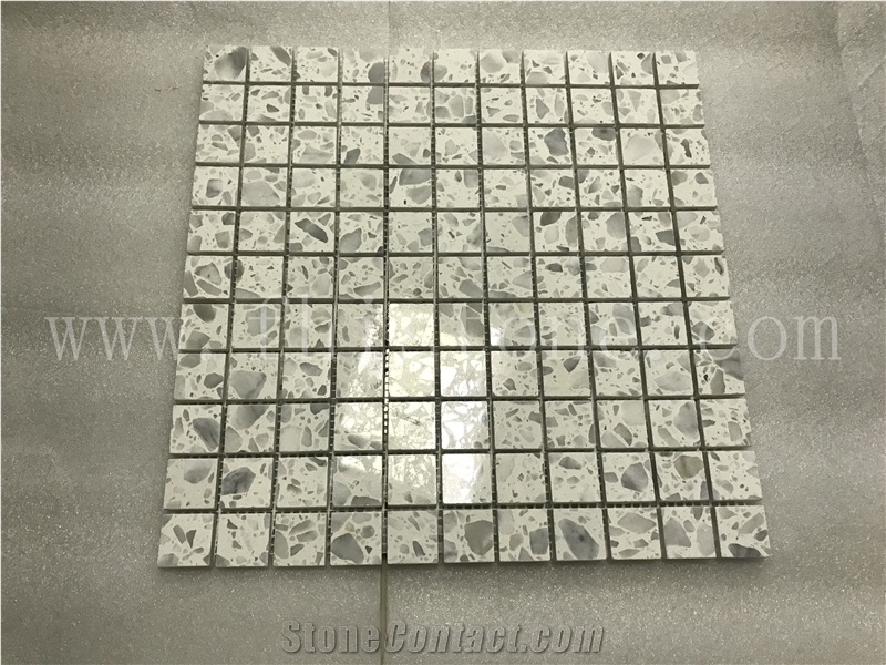 White Terrazzo Mosaic New Trend Floor Tile Square Mosaic