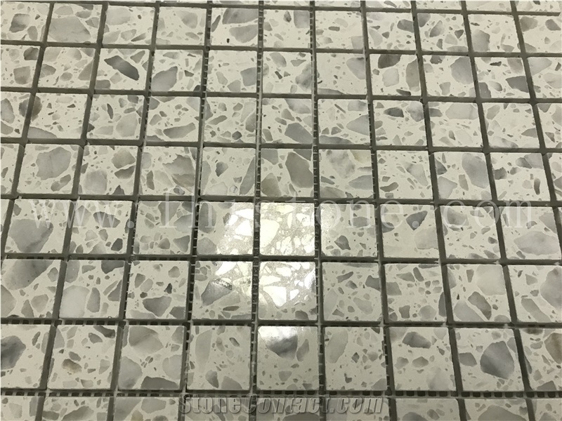 White Terrazzo Mosaic New Trend Floor Tile Square Mosaic