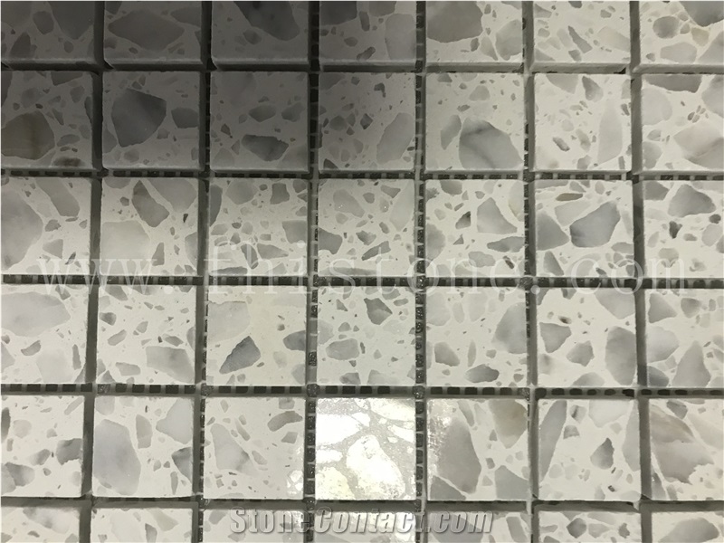 White Terrazzo Mosaic New Trend Floor Tile Square Mosaic