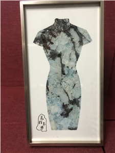 Blue Granite Carved Gift Cheongsam Waterjet Women's Gift
